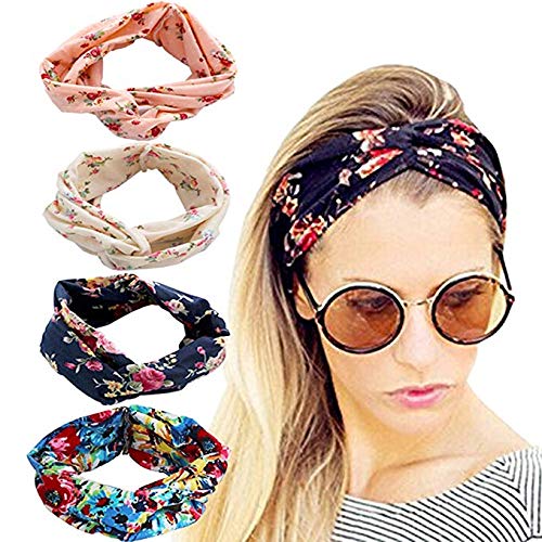Headband Knot Turban 4 Pack Printed Hair Band Accessories for Women Girls Daily and Party Wearing