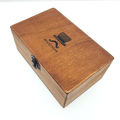CECII Rectangular Vintage Moustache Face Jewellery / Trinket Box, Olde-Worlde Pattern Wooden Box