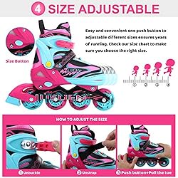 JUSUEN Inline Skates Adjustable for Kids, Roller