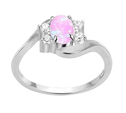 CloseoutWarehouse Oval Pink Simulated Opal Swirl