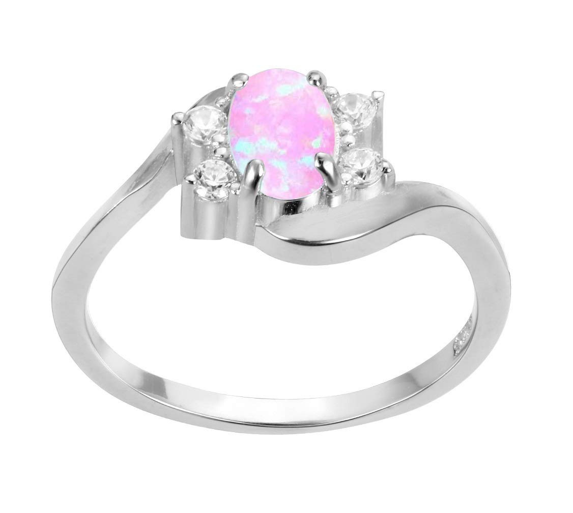 CloseoutWarehouse Oval Pink Simulated Opal Swirl