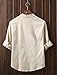 Plaid&Plain Men's Linen Cotton Mandarin Collar Roll-Up Sleeve Frog-Button Shirt 204 Cream-Coloured M