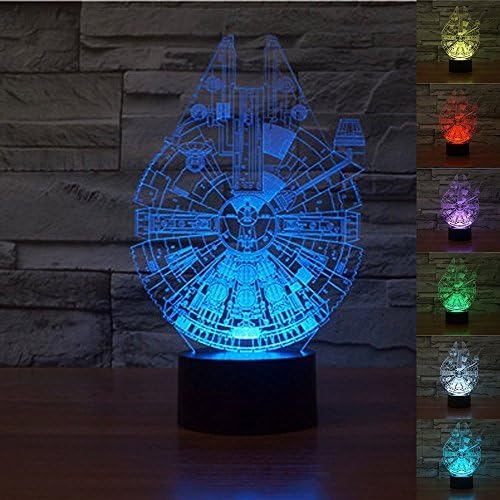 SCHYY Star Wars Stormtrooper 3D 7-Color Gradual Changing LED Touch Switch Visualization Illusion Atmosphere Light Desklamp Nightlight (Millennium Falcon)