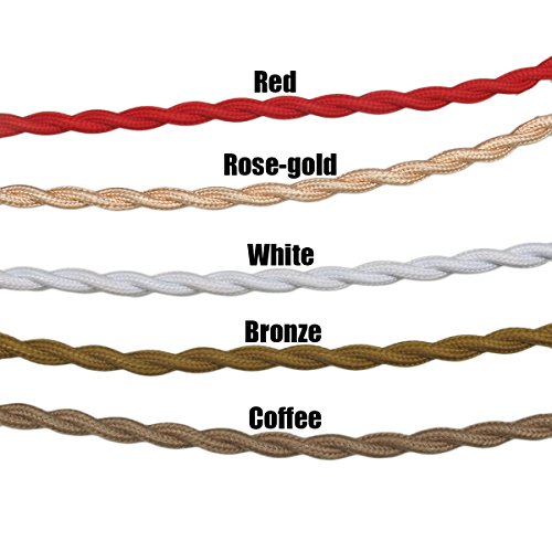 Striveday™ 5Meter/16.4FT Twisted Cloth Fabric Electrical Cord for Vintage and Antique Lamps DIY, Rayon Covered Wire For Industrial Vintage LED Bulb(Coffee)
