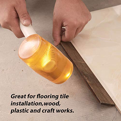 SOLUDE 19 Ounce Rubber Mallet,Lightweight Double-Face Hammer with Fiberglass Non Slip Handle,Perfect for Leather Crafts,Jewelry,Wood and Flooring Installation