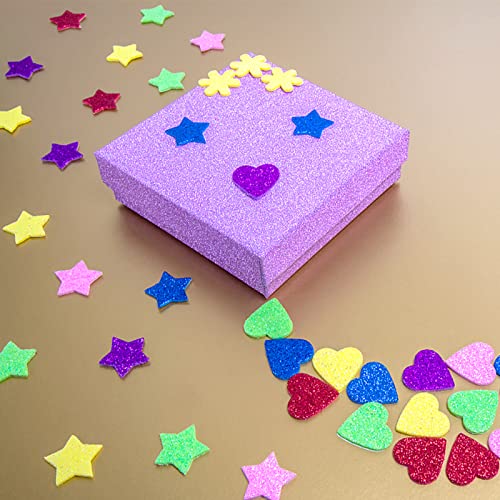 LOVEINUSA A4 Glitter Cardstock Paper, 30 Sheets Glitter Foam Sheet Self Adhesive Sparkle Vinyl Sticker for Gift Wrapping DIY Party Decorations 10 Colors