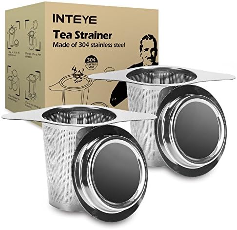Tea Infuser,Tea Strainer,2 Pack 304 Stainless Steel Water Filter with Double Handles for Hanging on Teapots, Mugs, Cups to steep Loose Leaf Tea and Coffee,Cold Brew Coffee Maker. FDA Approved.