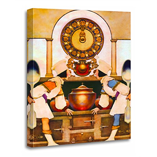 TORASS Canvas Wall Art Print Fine Two Pastry Cooks Chefs Maxfield Parrish Painting Artwork for Home Decor 12" x 16"
