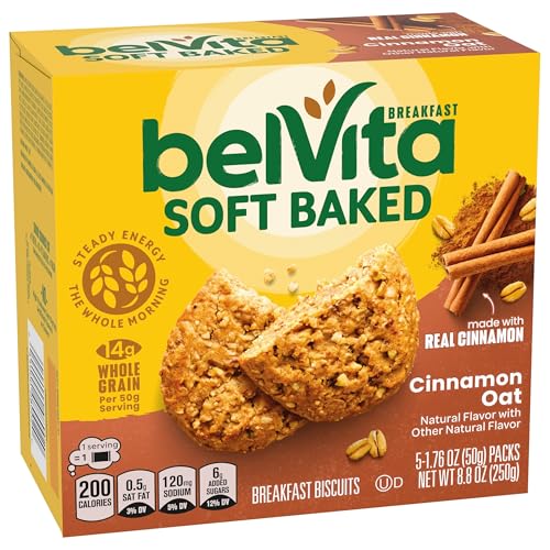 BELVITA SOFT BAKED BREAKFAST BARS, CINNAMON OAT, 5 PACKS (1 BISCUIT PER PACK)