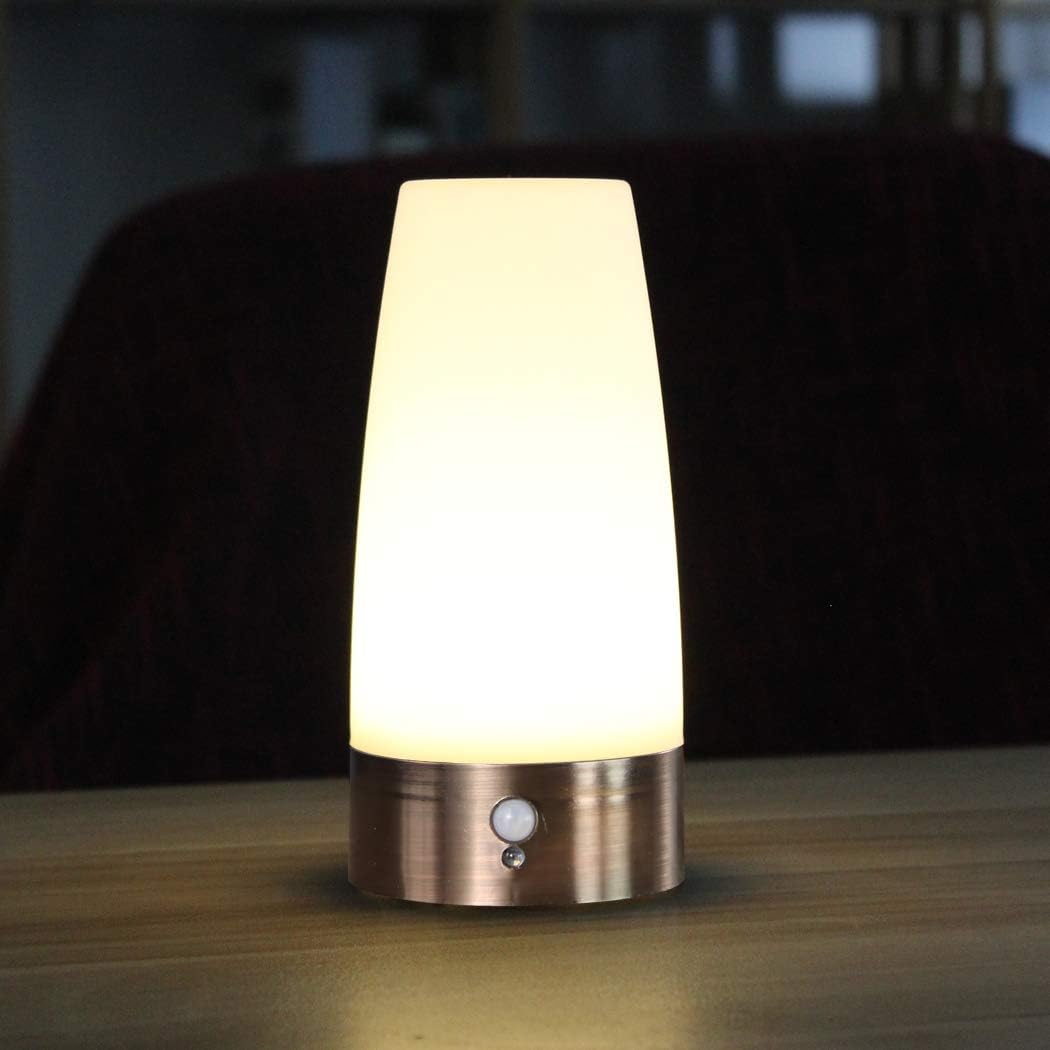 WRalwaysLX Retro LED Night Light for Home,Small Lamp with Wireless PIR LED Motion Sensor Indoor/Outdoor,Battery Operated Lamp for Bedroom,Hallway,Kitchen… (ROUND-white light)