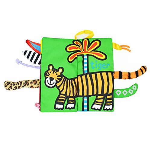image for SUPOW Soft Cloth Books -Funny Animal Tails Cloth book Baby Toy Cloth D