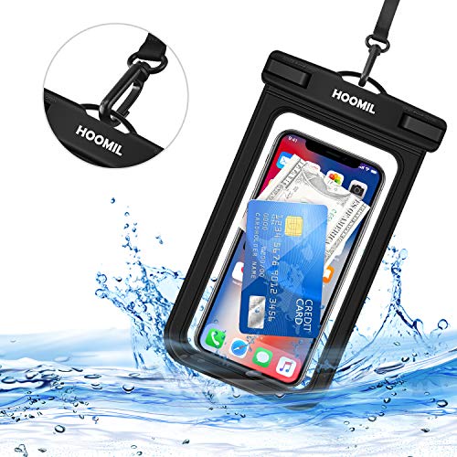 HOOMIL Universal Waterproof Case, IPX8 Waterproof Phone Pouch Dry Bag Compatible for Samsung Galaxy Note 10/9/A30/A20/A10/A50/A70/iPhone XR/XS/X up to 6.5 inches - Black