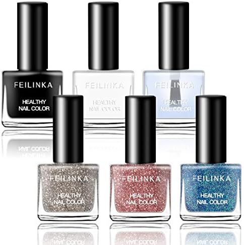 Abitzon Non Toxic Nail Polish Set Eco Friendly Easy Peel Off & Quick Dry Water Based Nail Polish (6 Bottles)
