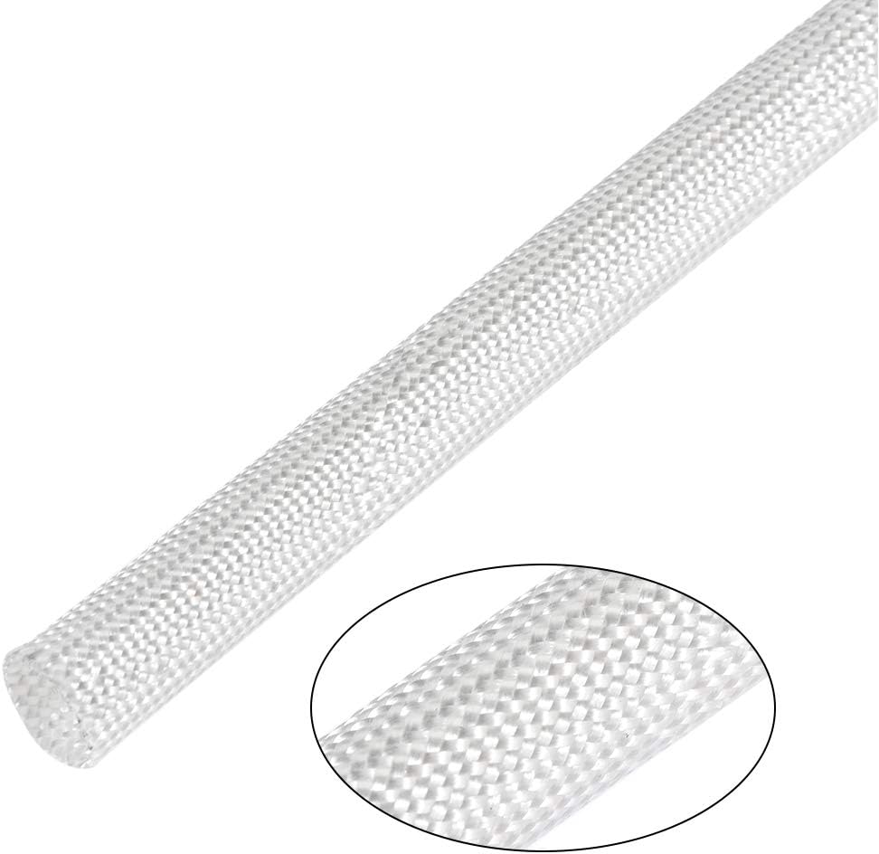 sourcing map White 600C Temp Resistance PVC Fiberglass Insulation Sleeve 5M Long 8mm Dia, 8mm ID - Image 4