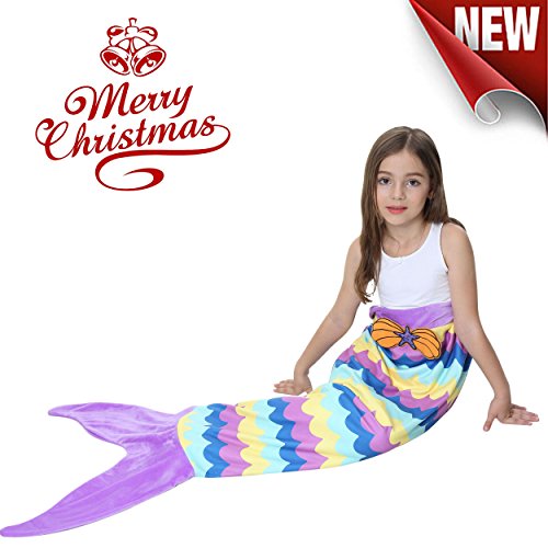 Mermaid Tail Blanket For Girls Kids Soft Plush Flannel Sleeping