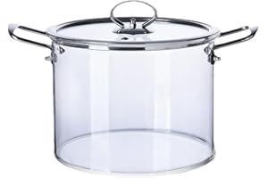 Glass Saucepan with Lid, 4.L Transparent Simmer Pot with Dual Stainless Steel Handle, Heat- Resistant Glass Pots for Cooking 