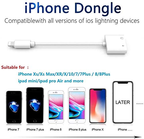 for iPhone 3.5mm Headphone Adapter Splitter Cable Accessories Aux Cable for iPhone8/8 Plus/7/7Plus/11/X/XR 2 in 1 Audio Adapter & Charger Dongle Adaptor Earphone Audio Connector Support All iOS Syste