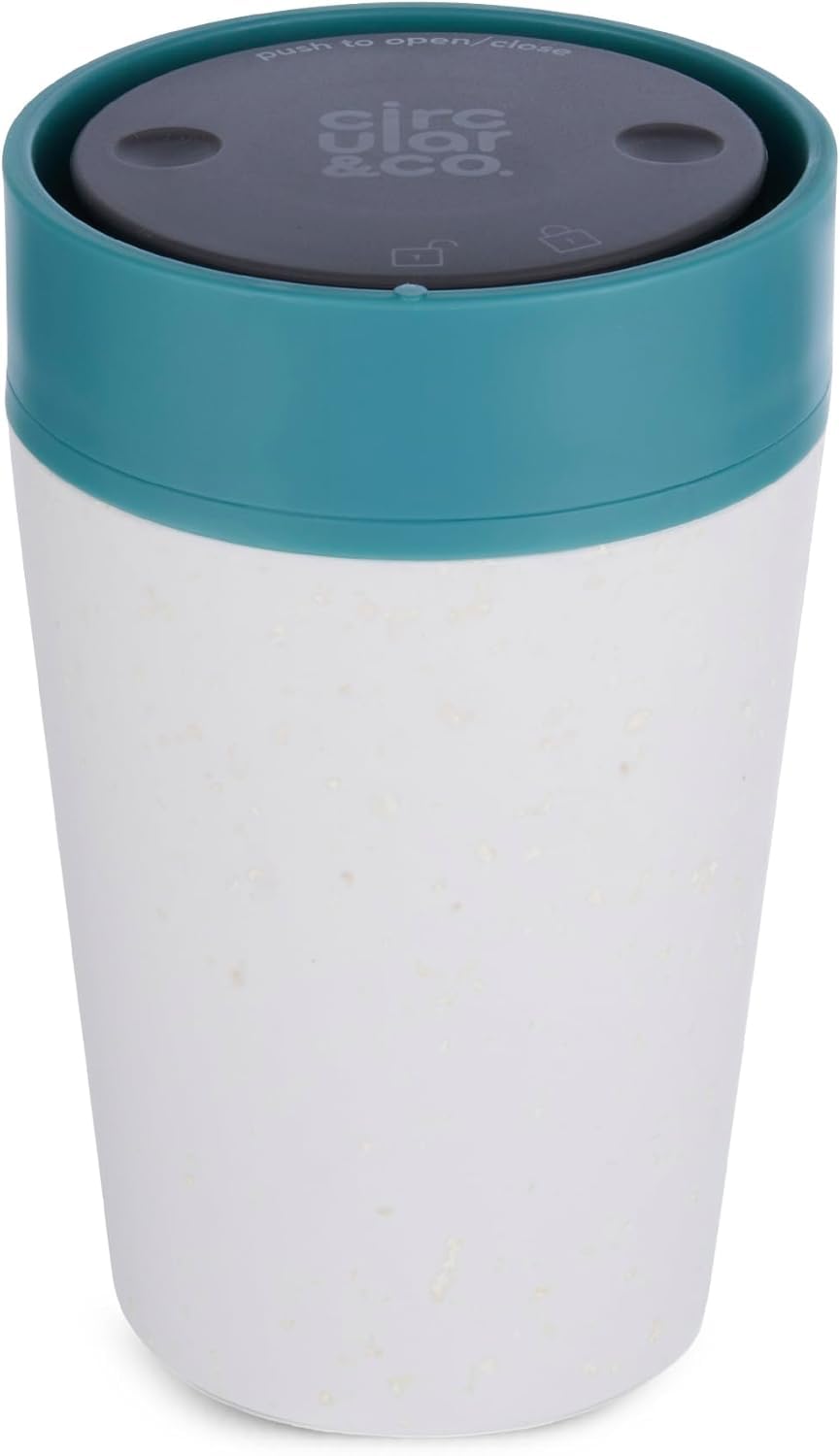 Circular & Co Pre 2026 (Previous Generation) Reusable Coffee Cup - 8oz/227ml - 100% Leakproof & Lockable - Push Top, One Hand Open, 360 Drinking - Recyclable - BPA Free - Dishwasher Safe