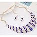 Yuhuan Spiral Metal Shining Crystal Jewelry Set Statement Necklace and Drop Earrings