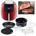 GoWISE USA 8-in-1 Digital XL GWAC22005 5.8-Quart Air Fryer with Accessories, 6 Pcs, and 8 Cooking Presets+ 50 Recipes (Chili Red), QT