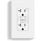 ELEGRP GFCI Outlet 20 Amp, Self-Test GFI Electrical Outlet with Thinner Design, TR Tamper Resistant GFCI Receptacle, Ground Fault Circuit Interrupters with Wall Plate, UL Listed, Matte White, 1 Pack