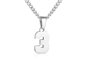 SUSOOK Number Necklace for Men Silver Athletes Number Chain Stainless Steel Charm Pendant Personalized Sports Jewelry for Men Basketball Baseball Football
