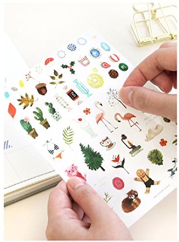 Planner Stickers 9 Sheets Variety Funny Animals Florals Words Pattern, Decorative Sticker Collection for Scrapbooking,Calendars,DIY Crafts,Album,Bullet Journals,School Office Stationery