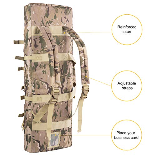 AK47/AR16 Tactical Rifle Case Double Carbine Bag Outdoor Molle Deluxe Double Rifle Gun Bag Padded Long Gun Case & Rifle Storage Backpack(2 Sizes and 6 Colors to chooese from) (Multicam, 38inch)