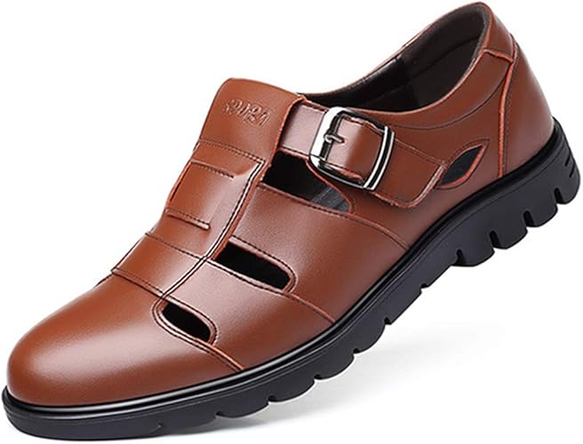 Amazon スタジオ メンズ サンダル 本革 ビジネスサンダル おしゃれ ファッション オフィス 会社用 職場 仕事 スポーツサンダル 登山 サンダル マジックテープ 水陸両用 吸汗 速乾 つま先保護 革 軽量 通気 紳士用 衝撃吸収 快適 ファッションサンダル