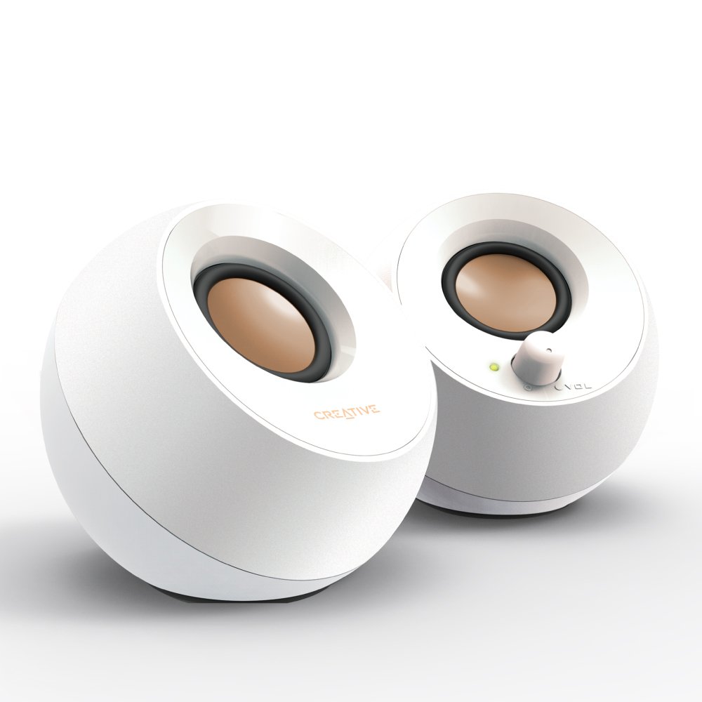 Creative Pebble ホワイト【価格.com プロダクトアワード2024】音声入力 ピンプラグ/電源 USB 接続 / 45度 上向きスピーカー 低音パッシブラジエーター 搭載 ピーク出力8.8W/総合4.4W RMS PC スピーカー SP-PBL-WH商品画像