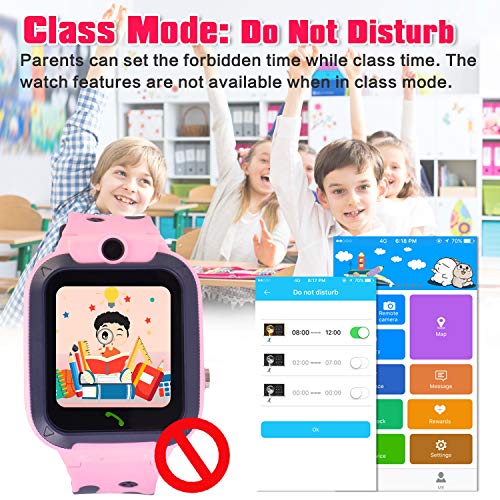 [SIM Card Included] Kids Smart Watch Phone, Waterproof Smartwatches for Children with GPS Tracker Anti-Lost SOS Call Touch Screen Voice Chat for Boys and Girls School Birthday Gifts (Pink) - Thumbnail 7