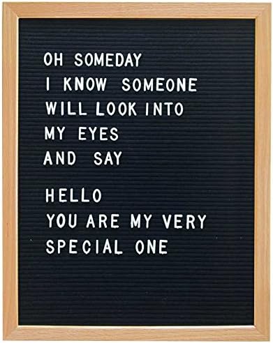 16" x 20" Changeable Black Letter Board Set w/ 290 PC Letters + Numbers: Black Felt w/ Oak Wood Frame