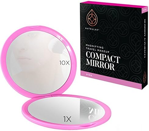 NATRULAX Superior Quality Dual Sided 10 x & 1 x Magnifying Compact Mirrors - 4 Inch Diameter-Ideal For Makeup & Eyebrow Removal -Perfect For Purses & Travel - Excellent Gift.