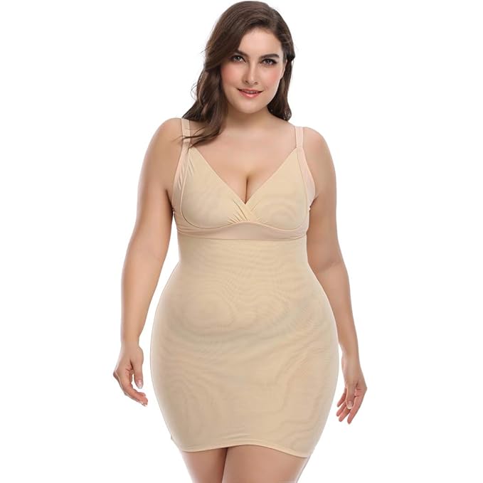 Joyshaper Figurformende Miederkleid für Damen Bauchweg Unterkleid Stark Formende Unterwäsche Formwäsche Seamless Full Slips B