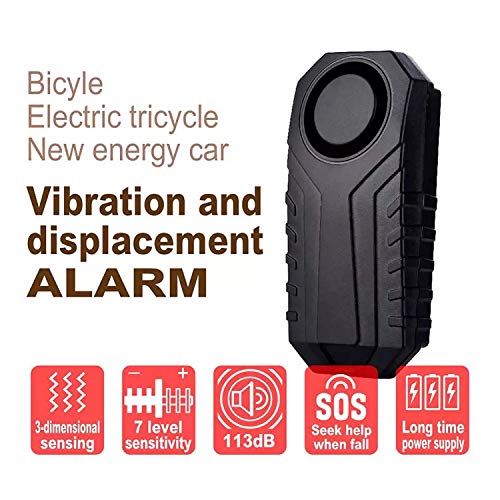 KCMYTONER 1 Pack 113dB Wireless Anti-Theft Vibration Waterproof Security Cycling Bike Alarm Motorcycle Bicycle Alarm with Remote Control