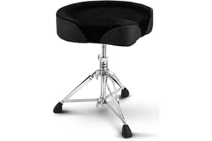 Starfavor Drum Throne Height Adjustable Padded Seat Drum Stool Saddle Drum Seat, with Double Braced Anti-Slip Feet Swivel Drum Chair for Adults, Motocycle Style, ST-500