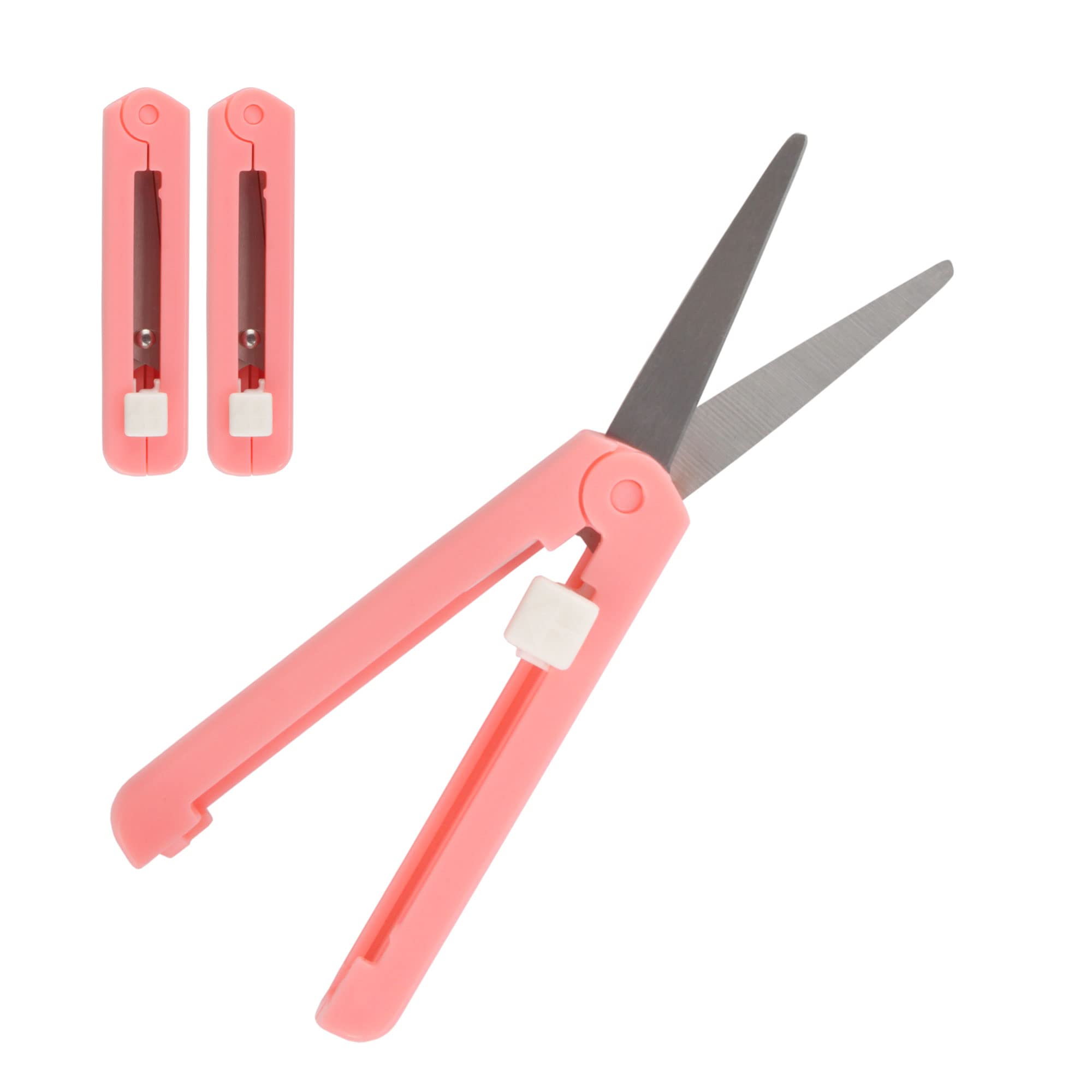 Push Open Folding Scissors - Pink - 2 Pairs