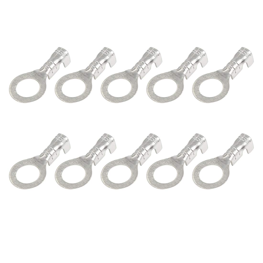 X AUTOHAUX 50pcs M5.2 Crimp Ring Lug Terminal Silver Plated Copper 17 X 8mm