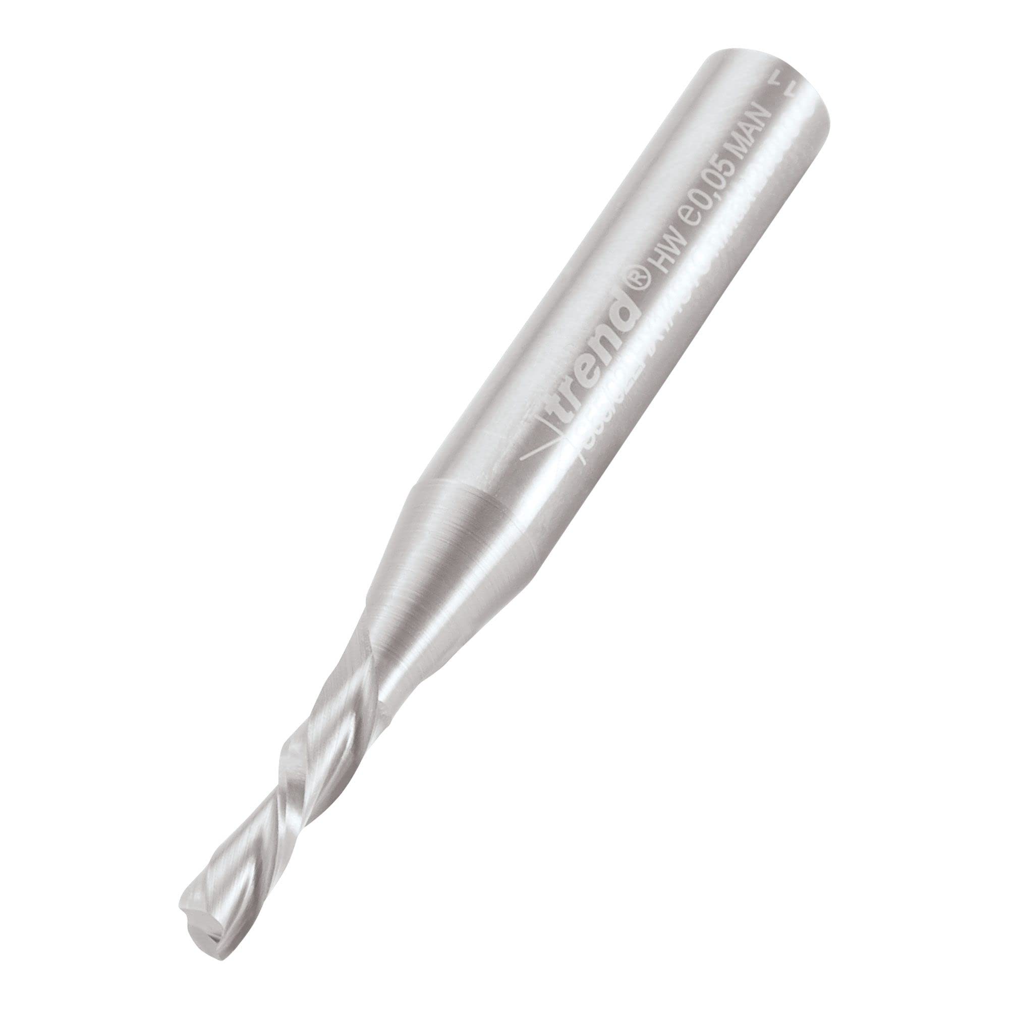 Trend Spiral Down-Cut Router Cutter, 1/4 Inch Shank, 3.2mm Cut Diameter & 12.7mm Cut Length, Solid Tungsten Carbide, S55/02LHX1/4STC