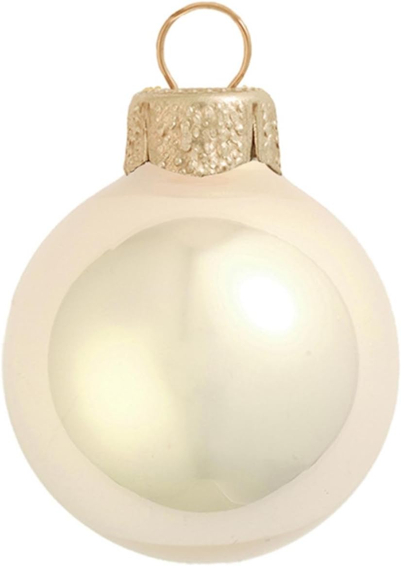 6ct Pearl Champagne Gold Glass Ball Christmas Ornaments 4