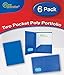 NEW GENERATION - Heavy Duty Plastic 2 Pocket Folder, 6 Pack Assorted Primary Colors Poly Folders for Letter Size Papers, Includes Business Card Slot, Great to use at School, Home, Work and Storage