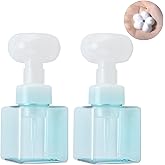 Tomedny Foaming Soap Dispenser, 2Pcs Flower Shape Refillable Foam Pump Bottle Reusable 250ml Hand Soap Bottle Portable Foam Dispenser Plastic for Bathroom Travel (Blue)