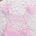 Baby Girls Lace Floral Romper Jumpsuit Bodysuit Headband Outfits Set (12-18 Months, Pink)