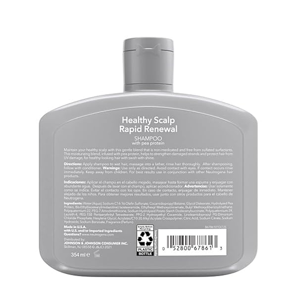 NEUTROGENA HEALTHY SCALP RAPID RENEWAL SHAMPOO WITH PEA PROTEIN, UV DAMAGE PROTECTION FOR STRONG, HEALTHY HAIR, FRAGRANCE FREE, WHITE, 12 FL OZ