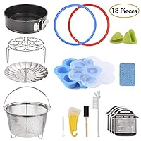 18-Piece Pressure Cooker Accessories Set for Instant Pot 6 Qt, Steamer Basket, Nonstick Springform Pan, Egg Steam Rack, Egg Bites Mold, Mini Mitt, Sealing Rings, Magnetic Cheat Sheets, Cleaning Set