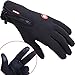 Andyshi Gloves Men Women Winter Outdoor Sports Anti-Slip Windproof Waterproof Touch Screen Cycling Riding Skiing Running Driving Thicken Warm Fleece Lined Elastic Zipper Glove (Black2, Medium)