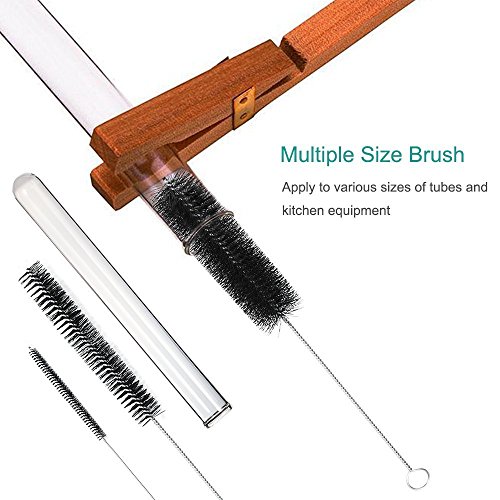 LoveInUSA 8 Inch Nylon Tube Pipe Brushes Cleaning Brush Set,with Protective Cap for Drinking Straws, Glasses, Keyboards, Jewelry Cleaning, 10 Packs