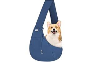 FDJASGY Small Pet Sling Carrier-Hands Free Reversible Pet Papoose Bag Tote Bag with a Pocket Safety Belt Dog Cat for Outdoor Travel Navy Blue