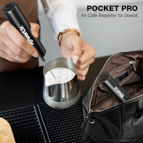 Powerlix Pro 3-in-1 Handheld Milk Frother Electric - USB-C Rechargeable, 10,000 RPM Quick Whisk, Detachable Heads for Latte/Cappuccino/Egg Whites, Auto-Stop Safety, Portable Barista Tool