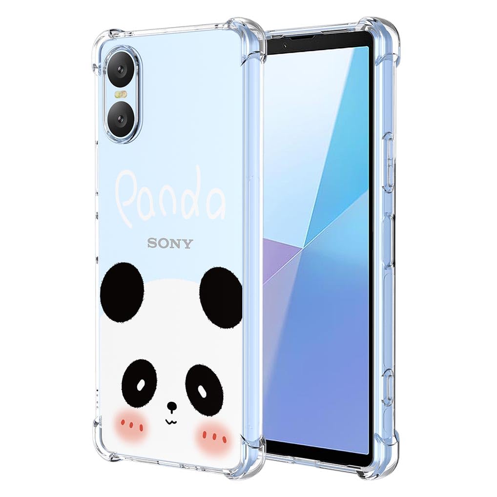 SEAHAI Case for Sony Xperia 10 VI, Ultra Thin Soft Silicone Clear Back TPU Bumper Shockproof Cover Fashion Flowers Graphic Colorful Skin Slim Case - Panda